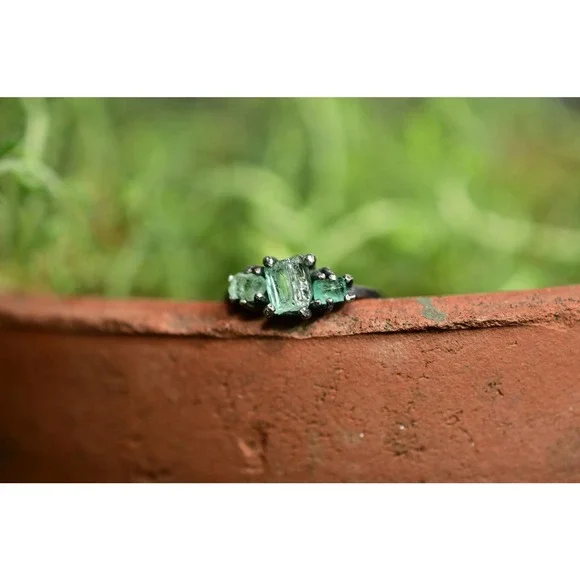 Real Emerald Rings Uncut Emeralds Large Emerald Ring Natural Gemstones - Picture 3 of 5
